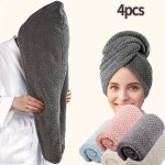 1 4PCS Ultra-fine Fiber Hair Towel 300GSM Soft Hair Drying Cap Simple Solid Color Hair Towel For Bathroom Super Absorbent Hair W