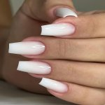 24PCS Long Coffin Ballet Press On Nails Gradient Fake Nails Full Cover False Nails For Women And Girls Including Nail File And J