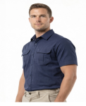 Mens Bush Shirt Ripstop Ss Navy XL
