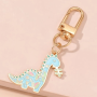 1pc Cartoon Dinosaur Keychain Cute Animal Metal Key Ring Purse Handbag Car Charm Earphone Accessory Gift For Mother's Day