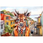 Tear Resistant Deco Print Hipster Animal