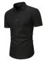 Men's Solid Shirt Casual Lapel Button Up Slim-fit Short Sleeve Shirt For Summer Outdoor Activities