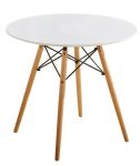 80CM Round White Top Wooden Leg Table