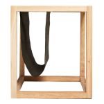 Oak Magazine Table - Black Leather