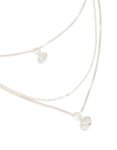 Silver Plated Cubic Zirconia Round Triple Layered Drop Necklace