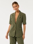 Bowie Petite Short Sleeve Jacket - 16 Khaki Suit