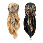35 Inch Silky Head Scarf Large Square Neck Scarf Satin SCARF-2 Piece