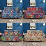 1PC Classic Boho Milk Silk Printed Sofa Slipcover Non-slip Sofa Cover Furniture Protector For Bedroom Office Living Room Home De