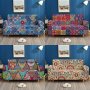 1PC Classic Boho Milk Silk Printed Sofa Slipcover Non-slip Sofa Cover Furniture Protector For Bedroom Office Living Room Home Decor