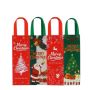 4 Elegant Christmas Wine & Champagne Gift Bag Set - 2 Red & 2 Green Bags