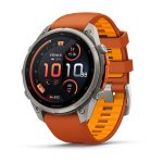 Garmin - Fenix 9 Pro Inreach 47MM - Titanium With Autumn Orange spark Orange Silicone Band