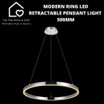 Modern Ring LED Retractable Pendant Light - 500MM
