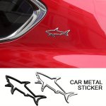 Hollow Fish Shark Emblem Badge Decals 3D Metal Car Styling Stickers Automobiles Trunk Motorcycle Computer Fuel Cap Accessories
