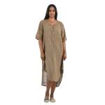 Goldair Gold Button Panel Cotton Dress - Toast Free