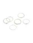 Silver Plated Diamante & Twisted Rings 6-PACK - M l