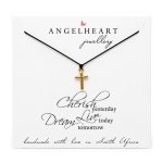 Necklace Black Silk Gold Plated Cross