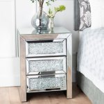 Diamond Mirror 3 Drawer Pedestal Knobless – Set Of 2