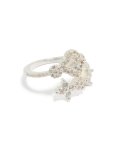 Silver Plated Dainty Cubic Zirconia Floral Wrap Ring - M l