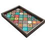 Boho Wood Tray 30X20CM Solid Wood Leather Tray For Jewellery Desk Organiser