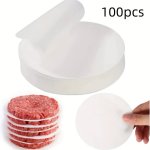 100PCS Non-stick Hamburger Patty Separator Papers - Oil Absorbing Multipurpose Bakery And Bbq Paper For Frozen Meat Patties Burg