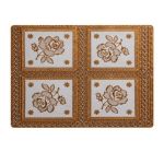 Brown Floral Lace Table Runner & 4 Placemats Set
