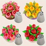 4PCS Stainless Steel Piping Nozzle Set - Perfect For Cake Decorating Cupcakes & Biscuits - Essential Baking Tools & Kitchen Acce