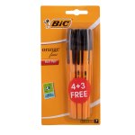 BIC Orange Ball Pen Fine 0.8MM - 7 Pack - Black