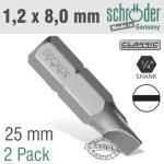 Slotted Bit 1.2X8MM 25MM 2CD