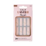 Nail Kit Long Coffin 24PCS - Light Pink With Glitter