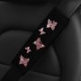 Bling Butterfly Car Seat Belt Cover Pink Glitter Shoulder Pad With Sponge Filler Comfortable Polyester Fabric Safety Belt Cushion - 1 Pack