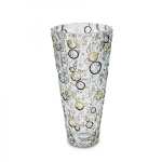 Bohemia Crystal Bohemia Flared Vase Lisboa With Gold & Black Circles Non Lead Crystal