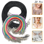 20PCS Waxed Necklace Cord Leather Necklace String Rope Wire 45CM+5CM Extender Chain With Lobster Clasp Jewelry Making Accessorie