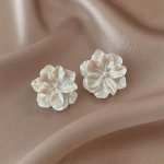 Elegant & Luxurious Camellia Flower Earrings For Women 1 Pair Of Pure And Graceful Plastic Floral Studs Ideal For Weddings & Spe