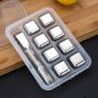 Stainless Steel Ice Cubes - Set Of 8 Reusable Chiller Stones With Tong