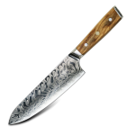 Lifespace Luxury 8" Chef Olive Wood Full Tang Damascus Knife