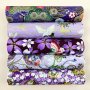 5pcs Purple Cotton Fabric Flower Printed Cheongsam Fabric Kimono Dress Fabric Home Textile Patchwork Material