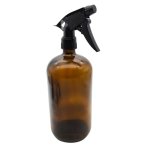1 Litre Amber Glass Medical Round Bottle With Trigger Spray - Black 28 410