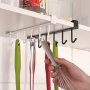 1PC Plastic Cup Holder Rack With 6 Hooks Multipurpose Shelf Storage Organizer Fashionable Kitchen Under-shelf Hanging Mug Holder For Clothes And Glass Storage Space-saving Closet Accessory