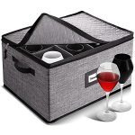 Wine Glass Storage Box With Dividers Quilted And Stackable Stemware Storage Cases Service Of 12 Glassware Storage Containers Chi