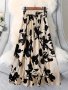 Floral Print Elastic Waist Skirt Elegant Pleated Midi Skirt For Spring & Summer Women's Clothing