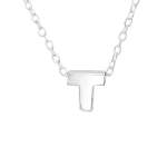 Kiara 925 Sterling Silver A-z Any Initial Letter Necklace 5X6MM 45CM Chain - T