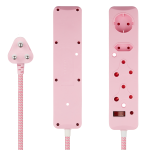 Switched 4 Way Surge Protected Multiplug 3M Braided Cord - Pink