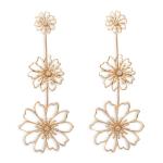 Goldair Gold Triple Flower Drop Earrings