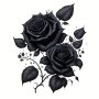 Chic Black Rose Heat Transfer Patches - Durable & Washable Decals For Backpacks Hats T-shirts 1/2/3PCS Options