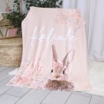 Personalised Fleece Blanket Peachy Vol In Blom Bunny