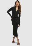 Crepe Waist Detail Midaxi Dress - Black
