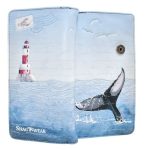Shag Wear Whale Tail Large Wallet Vegan Faux Leather Ocean Design Clutch With Card Slots Bill Compartments Id Window Zippered Co