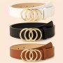 1/3pcs Triple Ring Buckle Casual Belts Trendy Solid Color PU Leather Belts Simple Jeans Pants Belts For Women Daily Use