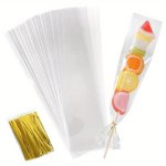 50 100 200PCS Clear Long Candy Treat Bag Cellophane Cookie Lollipop Plastic Bag Food Gift Packaging Wedding Birthday Decor Suppl