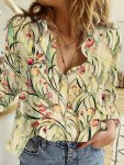 Floral Print Single-breasted Blouse Casual Lapel Long Sleeve Blouse For Spring & Fall Women's Clothing